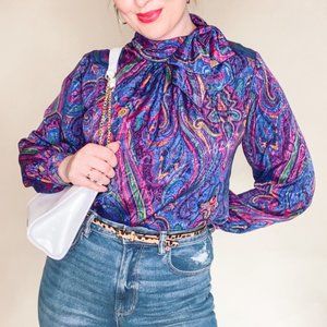 Notations Vintage Blouse, Multi Paisley Print, Size 10